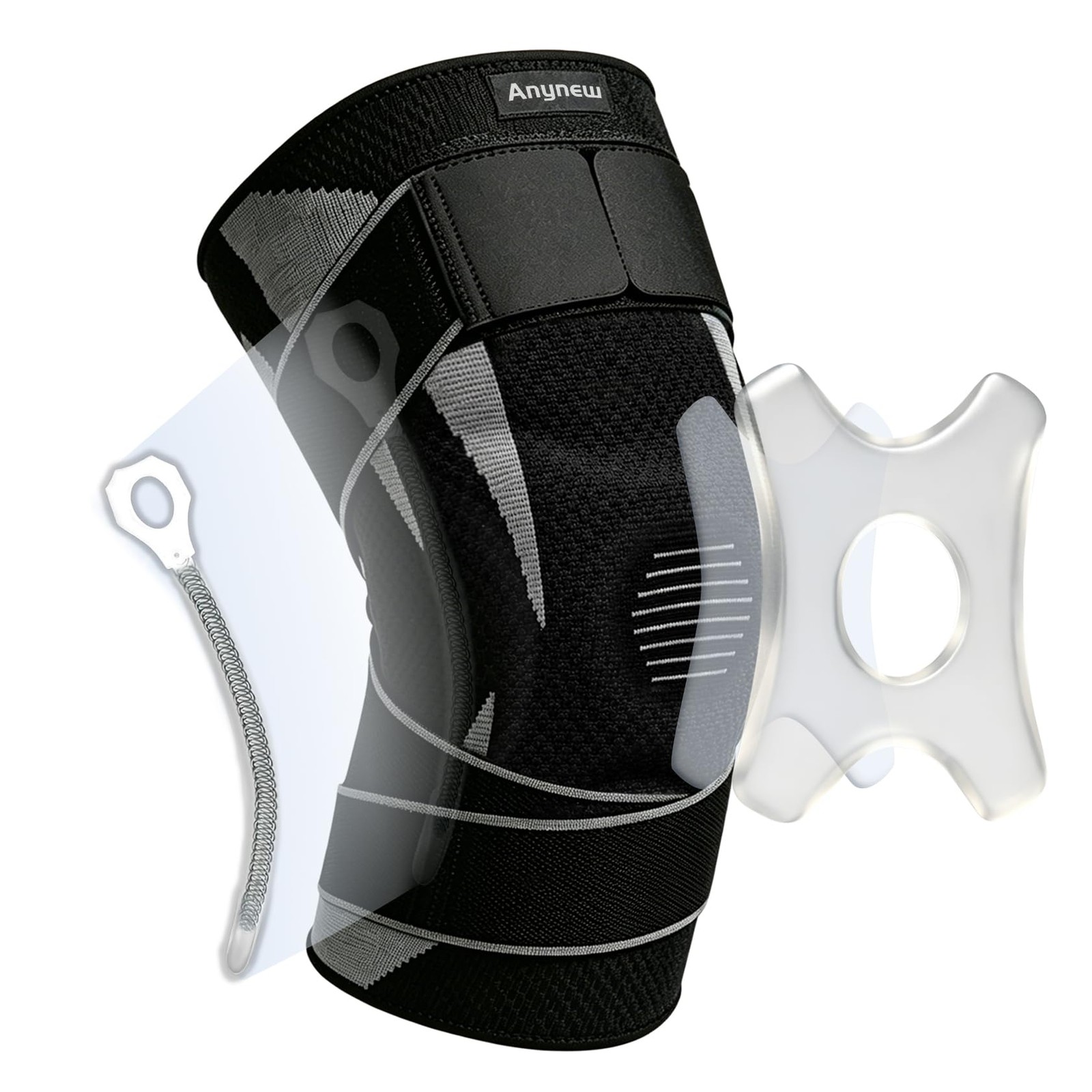 Anynew Knee Brace for Men and Women, Adjustable S/M, With Stabilizer