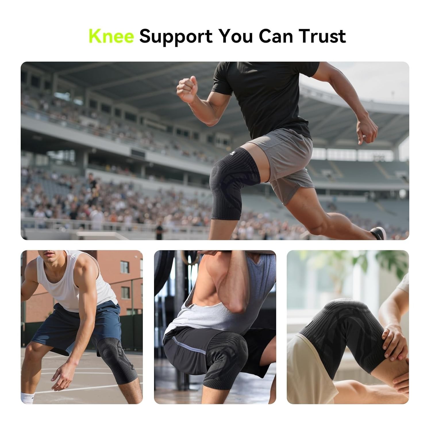Compression Knee Sleeve with Patella Gel Pad & Side Stabilizers Knee Brace M/W