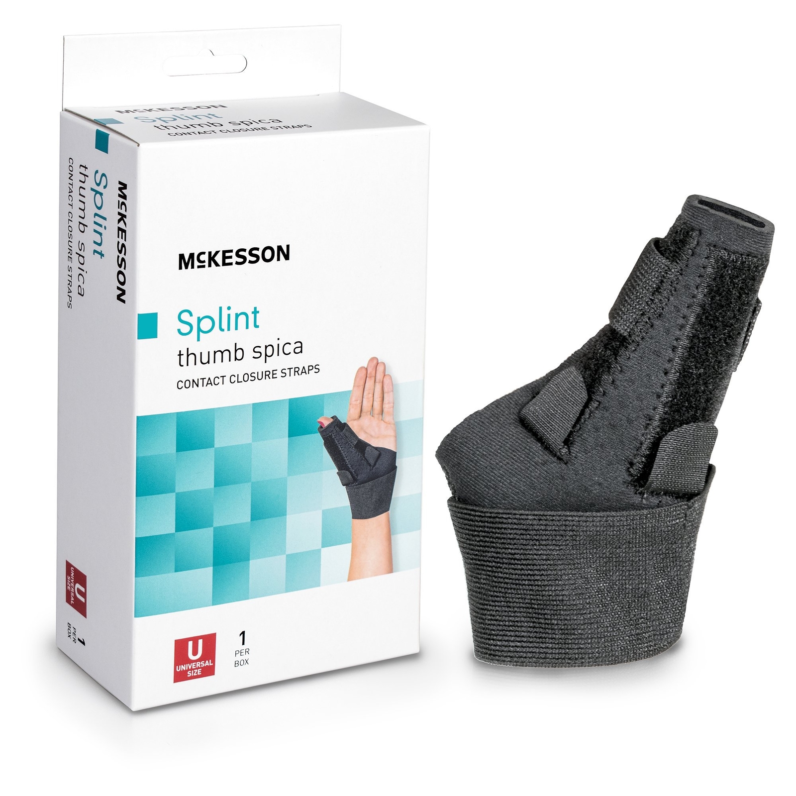 McKesson Splint Thumb Spica Contact Closure Straps (Black) One Size