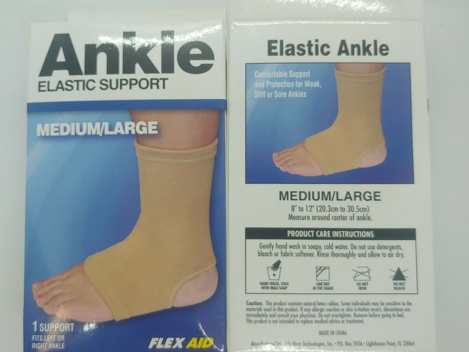 2 Pack Flex Aid Elastic Ankle Support Medium/Large 8″-12″ Brace NEW
