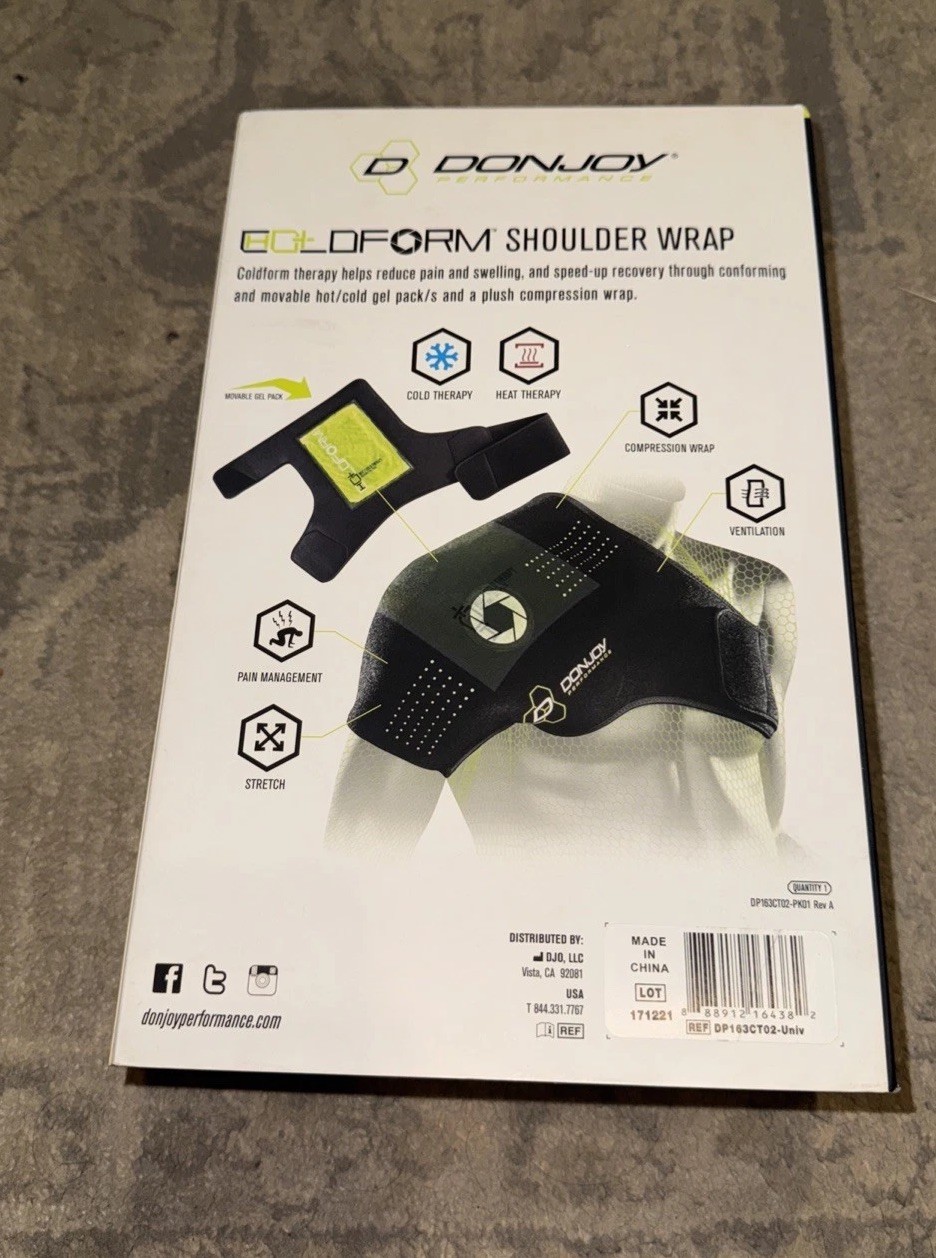 Donjoy Performance Coldform Hot/Cold Therapy Shoulder Wrap + Gel pack New