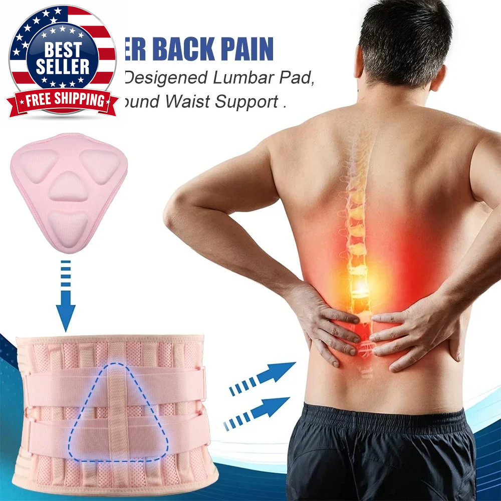 Adjustable Lumbar Support Back Braces for Lower Back Pain Relief with 5 Stays, B