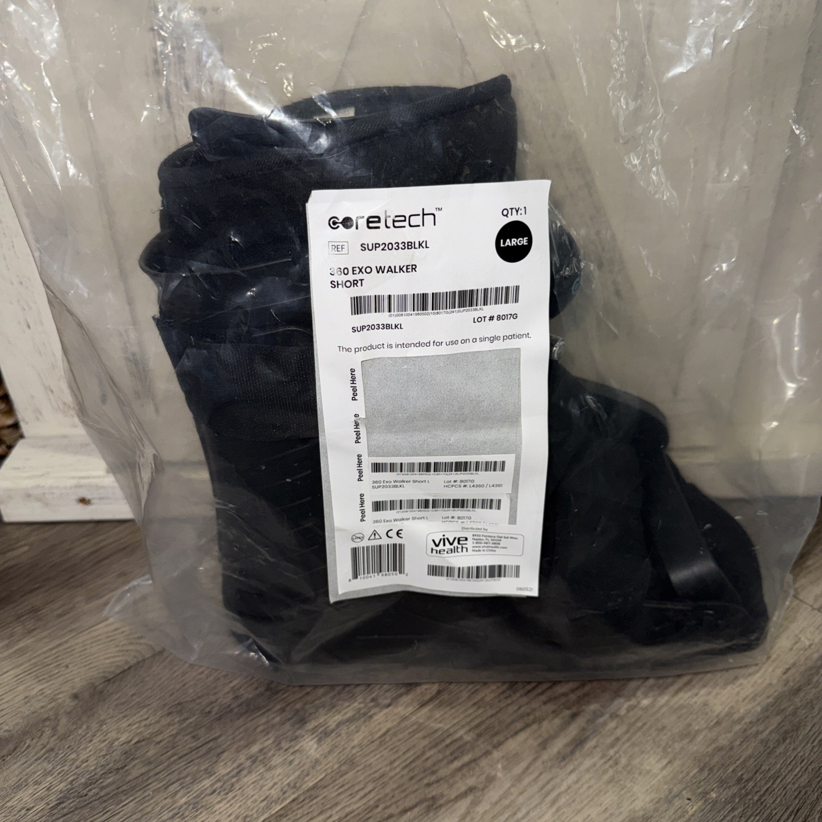 Coretech 360 Exo Walker Boot Short Size Large Black SUP2033BLKL