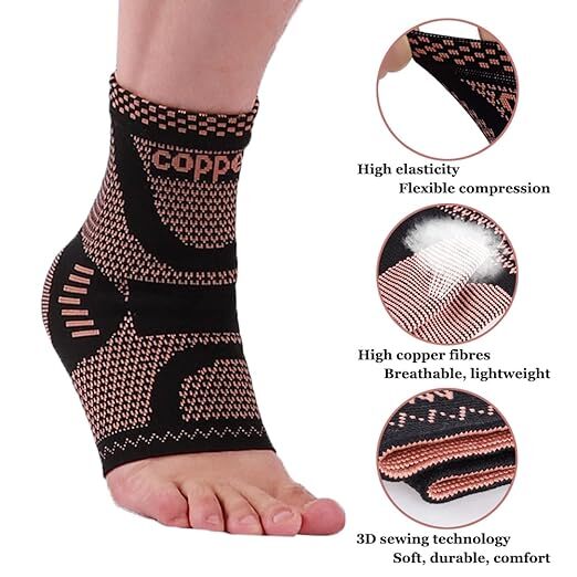 4pcs Copper Ankle Support Compression Strap Achilles Tendon Brace Sprain Sports