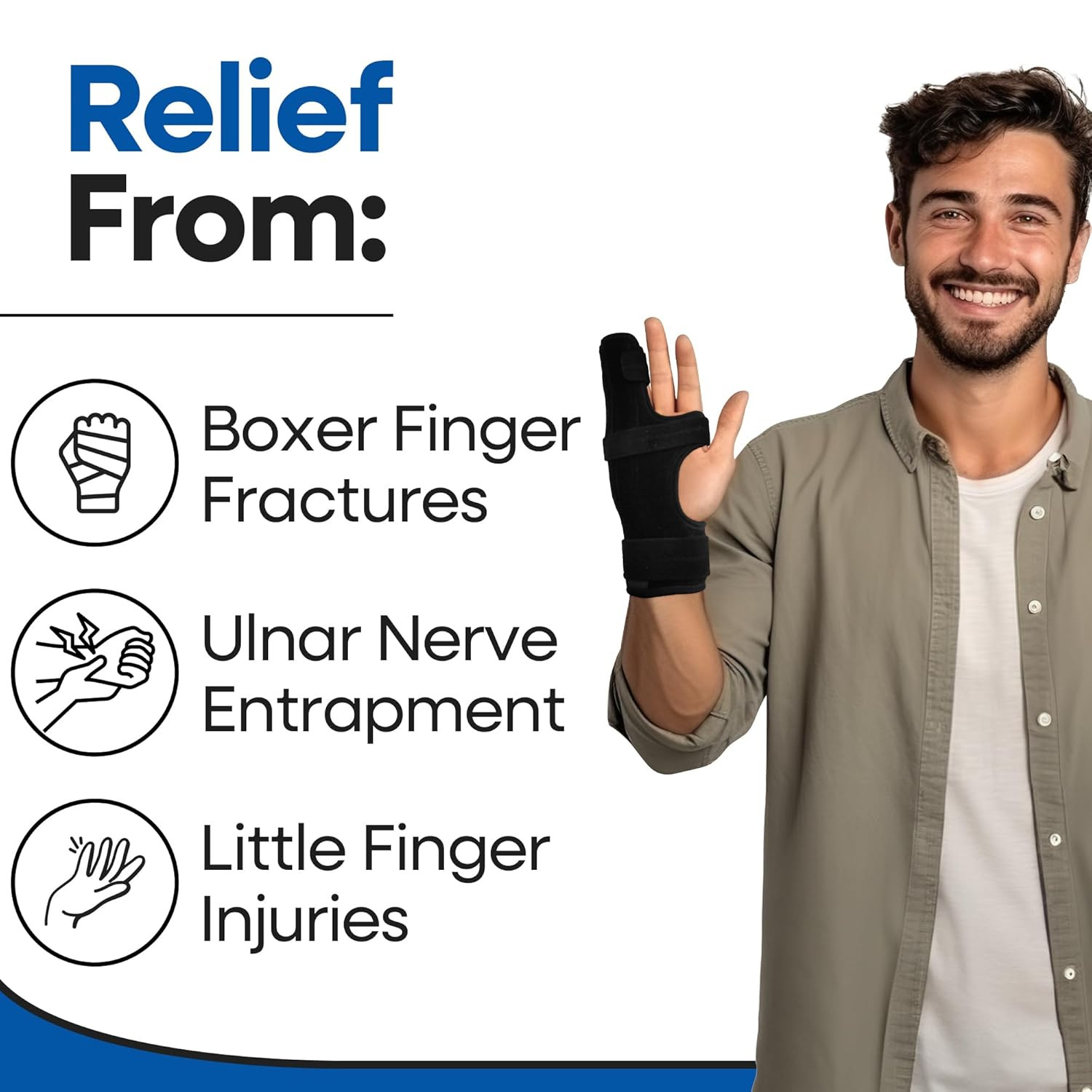 Metacarpal Finger Splint Hand Brace | Little Pinky Finger Splint for Boxer Fract