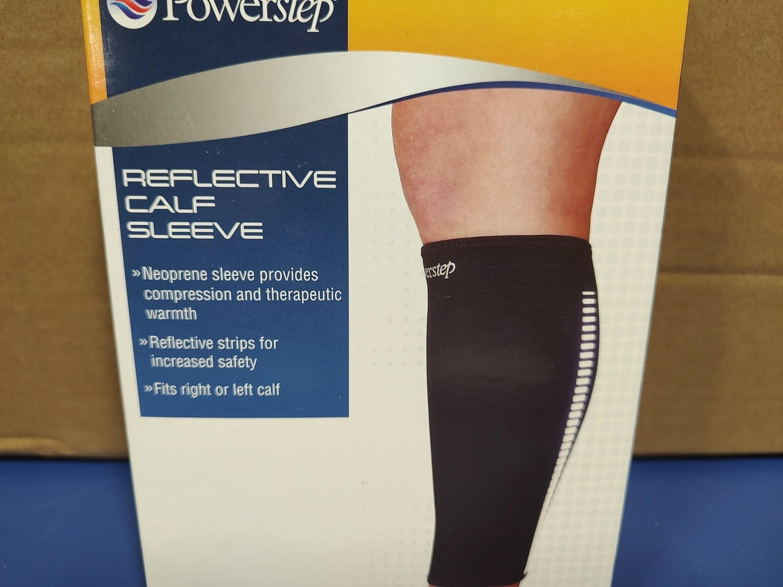 PowerStep Reflective Calf Sleeve Black – 7150-10LG, Black,Large