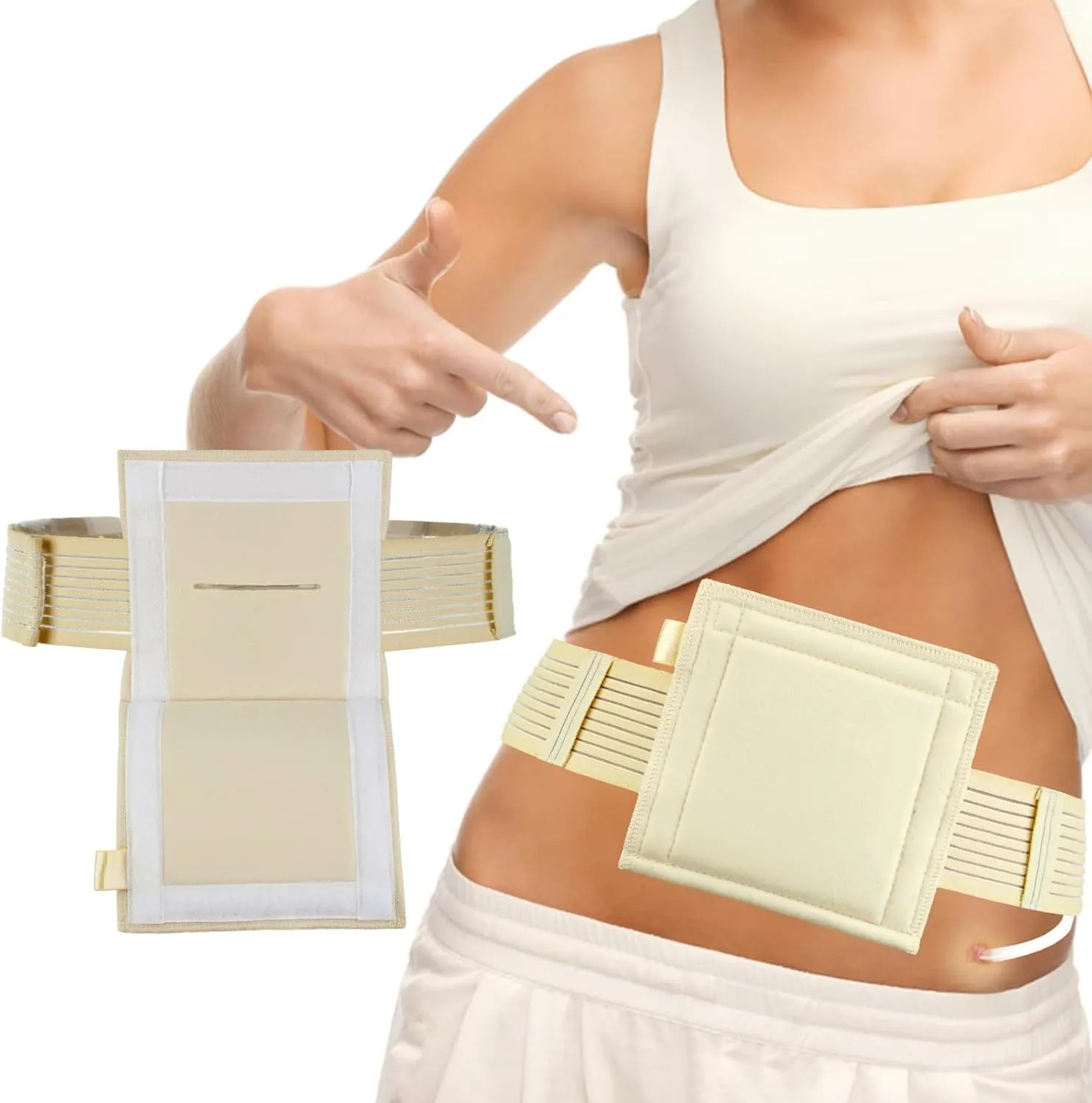 2 Pack Feeding Tube Belt G Tube Holder Protective Breathable Beige With Slit New