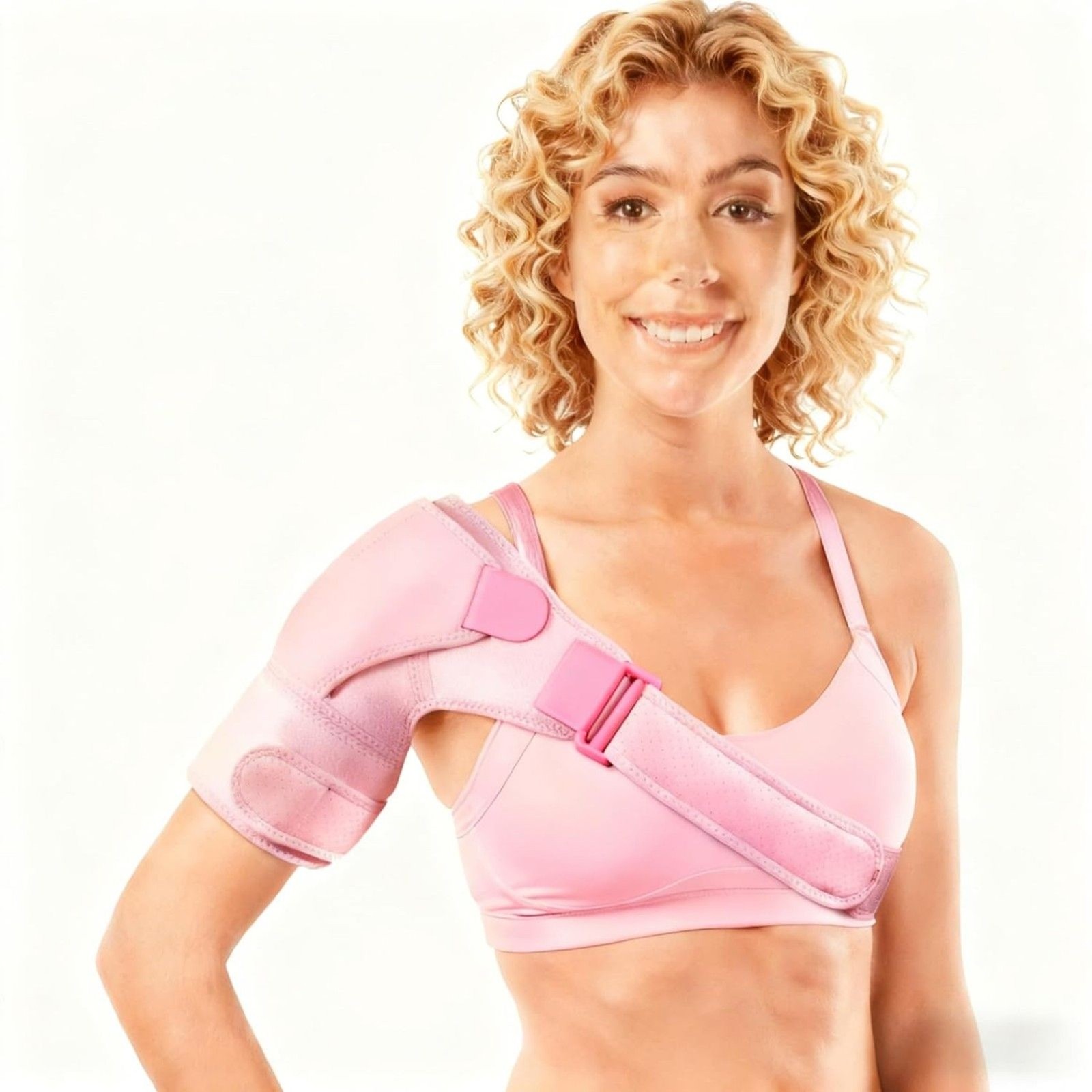 Pink Adjustable Shoulder Brace Wrap One Size for Women & Men