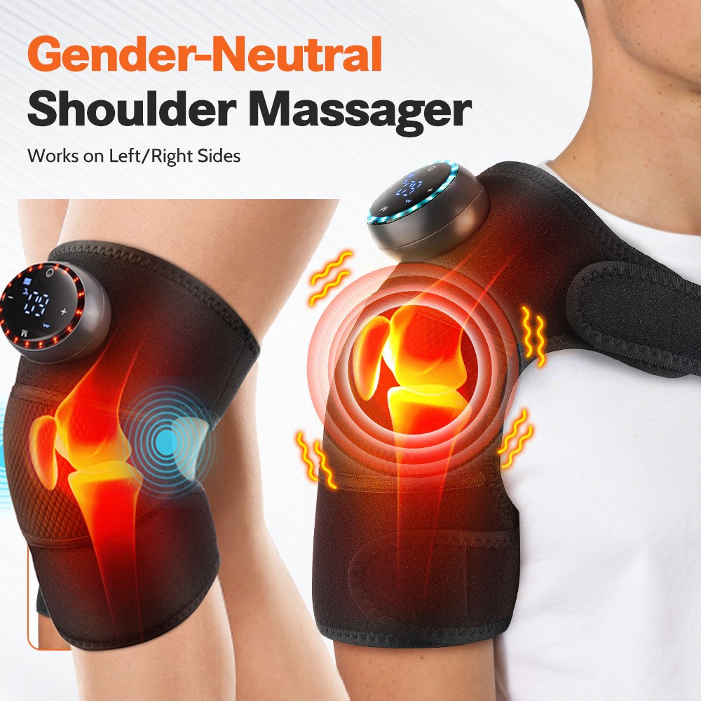US Electric Knee Massager Shoulder Brace with 5 Vibration Mode, 5 Heating Levels