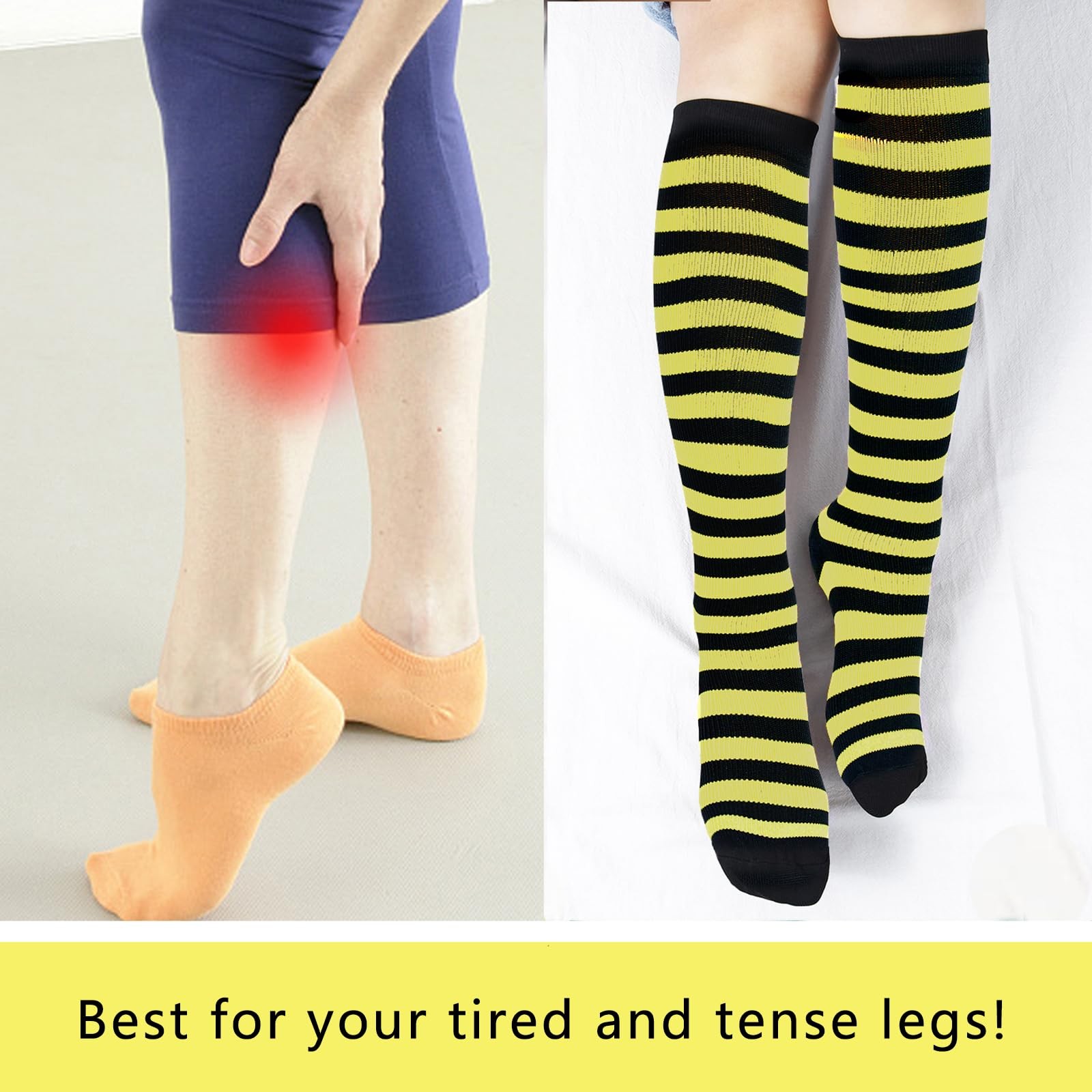 Junely Bee Compression Socks for Women Knee High Stockings for Halloween Runn…