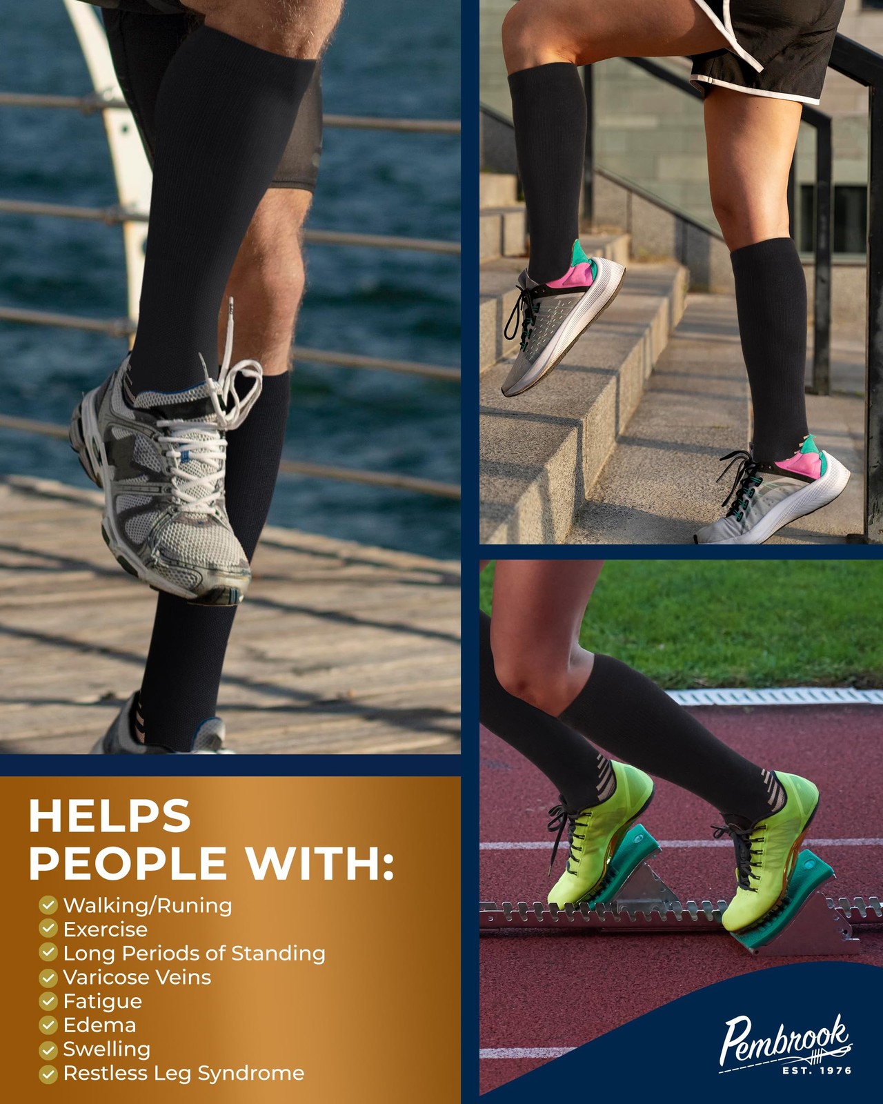 Mens Compression Socks 3 Pairs 2030 mmHg Copper For Running Hiking Athletic