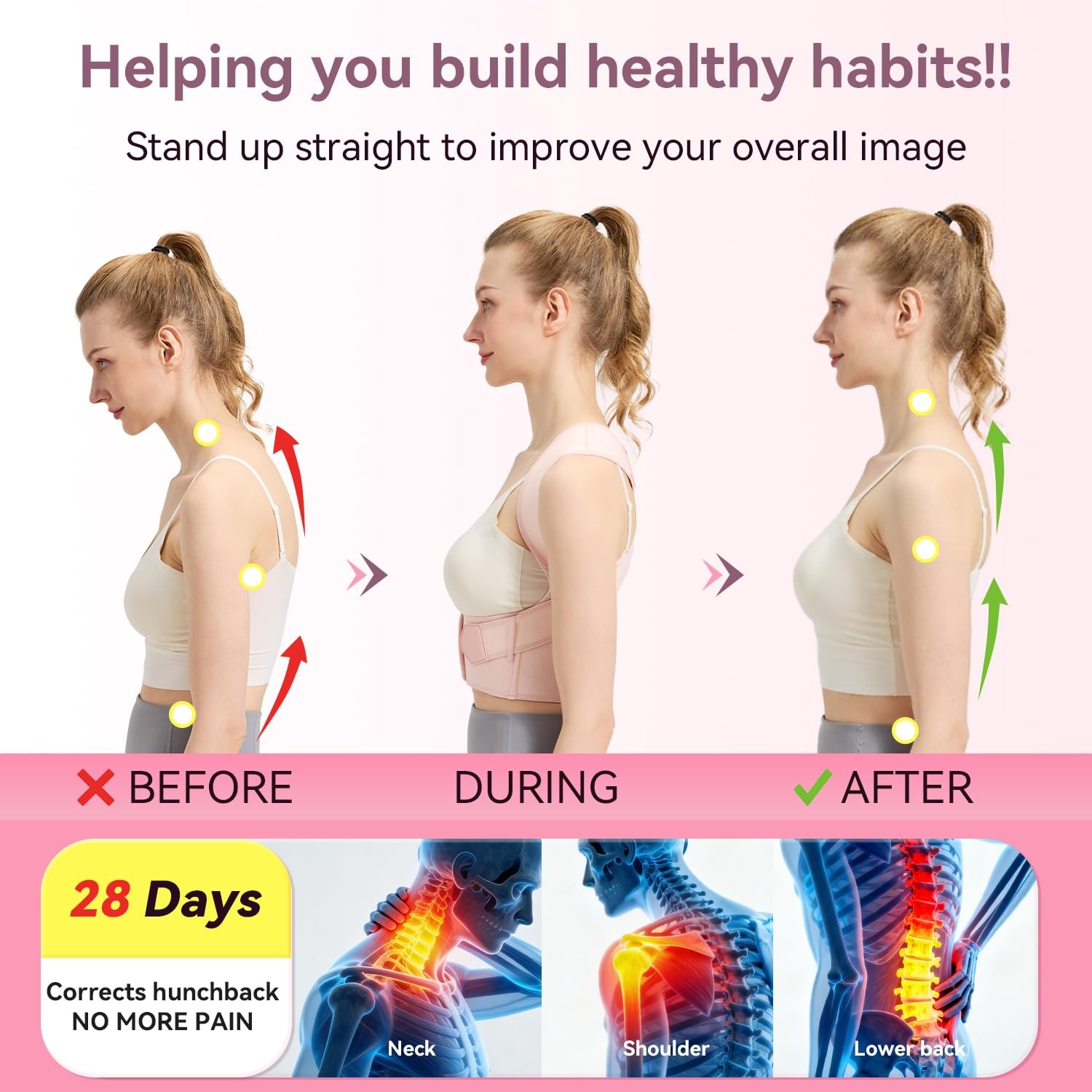 VOKOKOYA Posture Corrector Pink X-Large