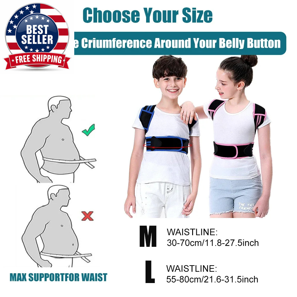 1PC Back Posture Corrector for Kids and Teens, Adjustable Wide Upper Back Straig