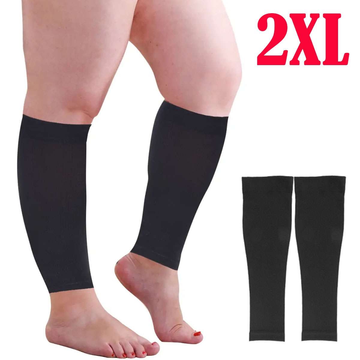Calf Sleeves Leg Support Compression Socks Running Shin Splint Varicose Vein US