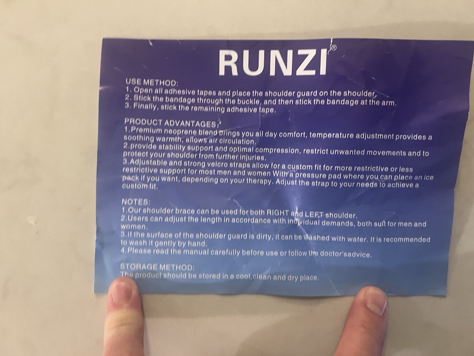 Runzi Shoulder Support Brace With Pressure Pad Left Right Rotator Cuff Pain New