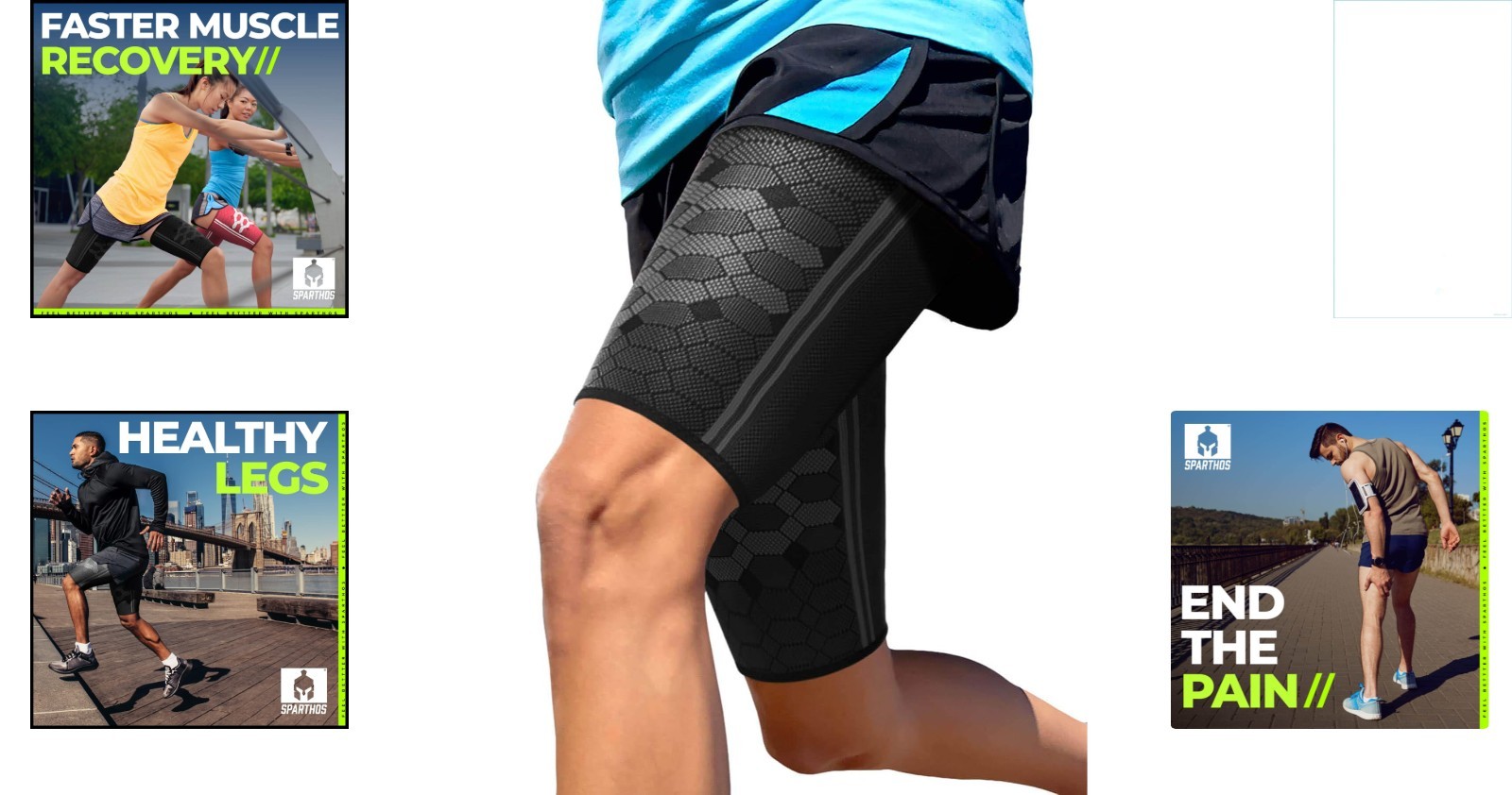 Thigh Compression Sleeve Pair – Lightweight Support for Sprains & Tendonitis XL