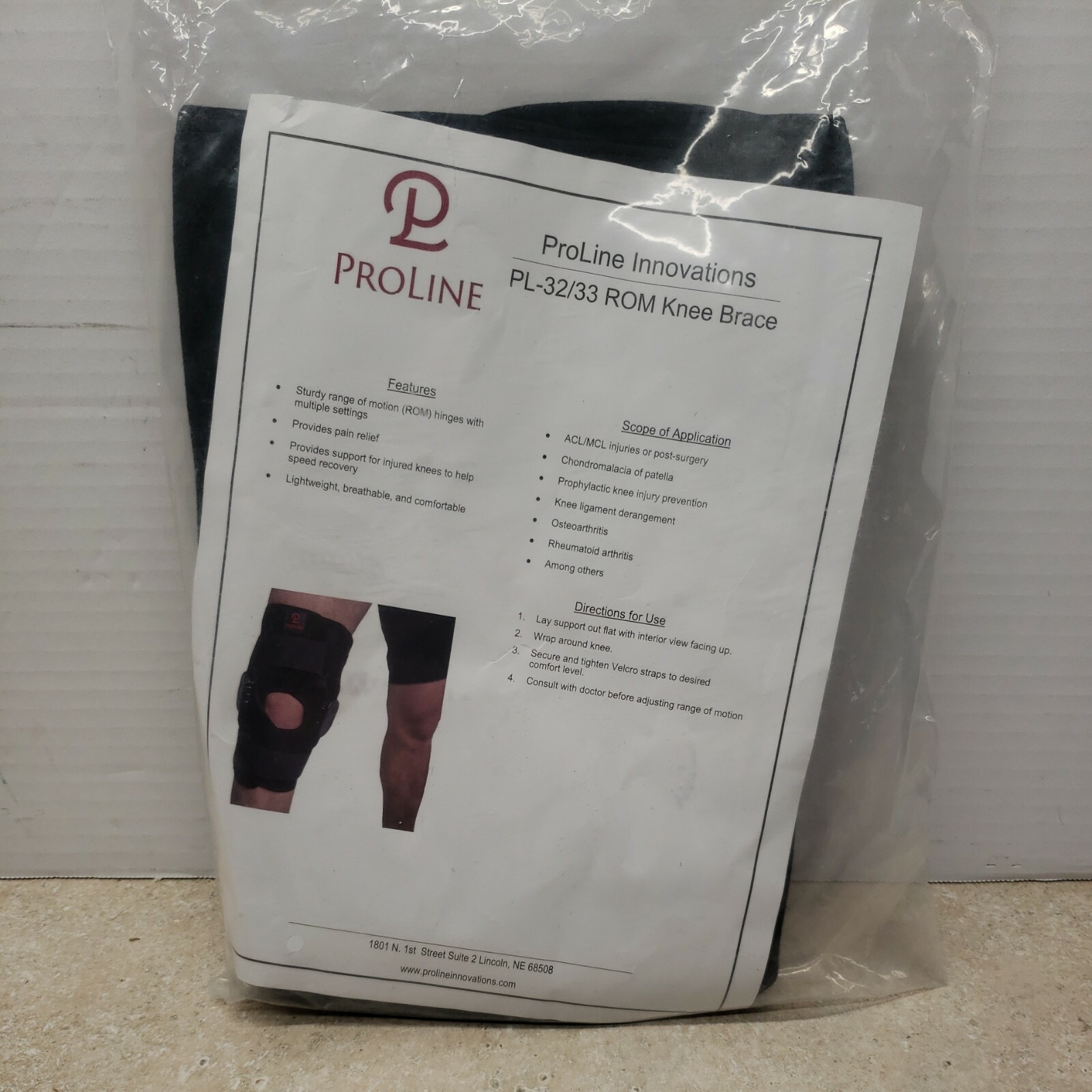 ProLine Innovations PL-32/33 ROM Knee Support Brace New Universal Bilateral