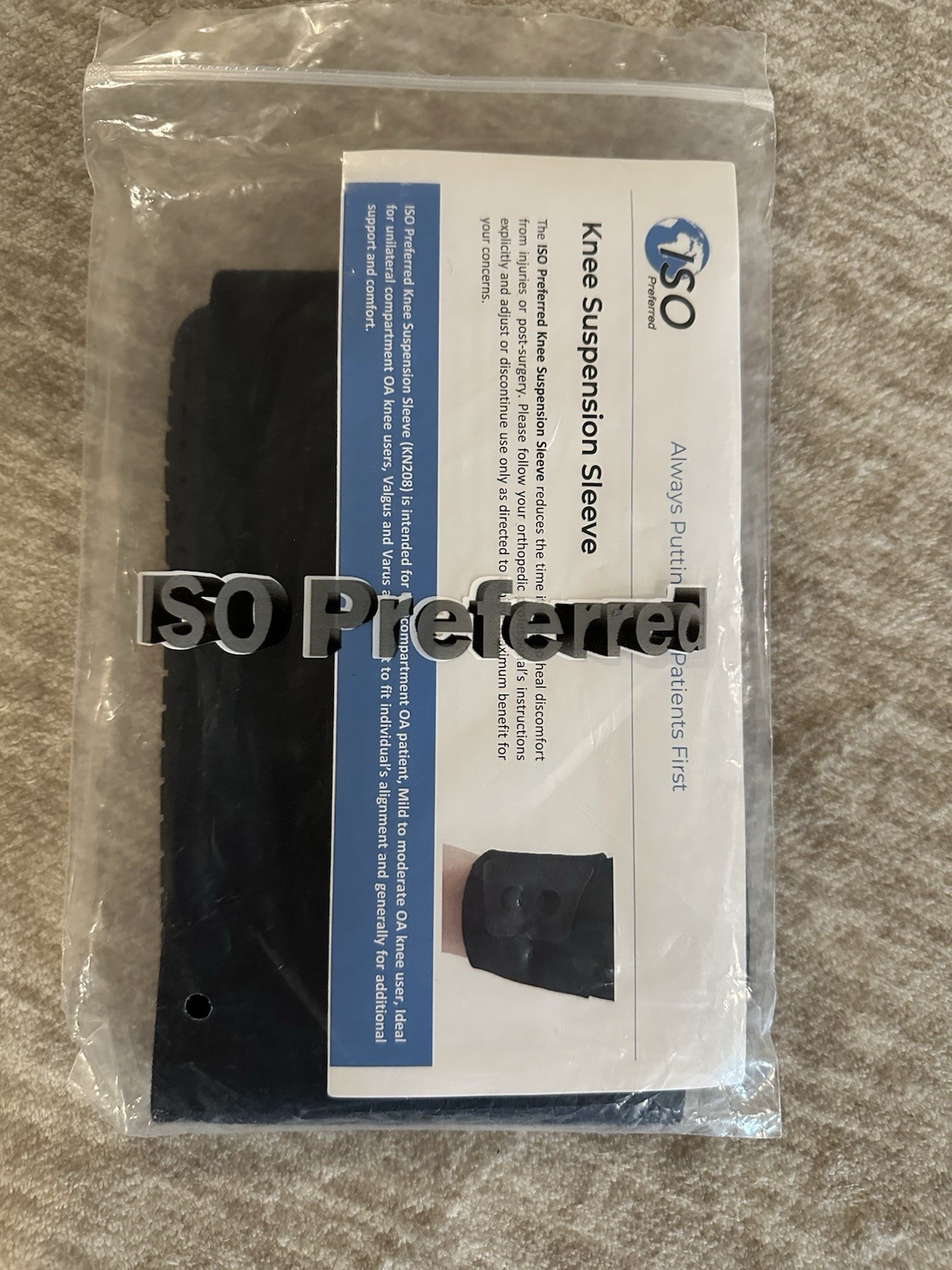 ISO Preferred Knee Suspension Sleeve, Model ISO-KN208. Brand new.