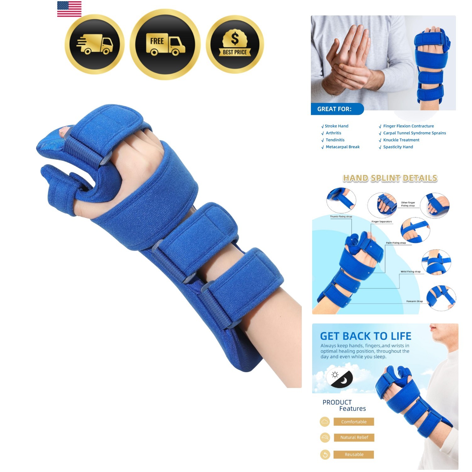 Resting Hand Splint, Stroke Hand Therapy Equipment for Stroke Recovery Patien…