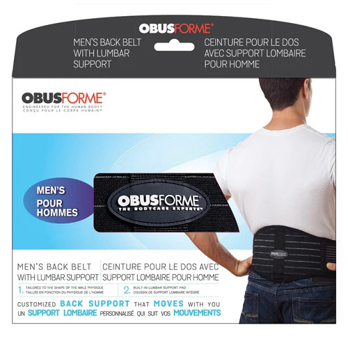 Obusforme Back Belt with Lumbar Support – Male All Sizes Brace Posture Support