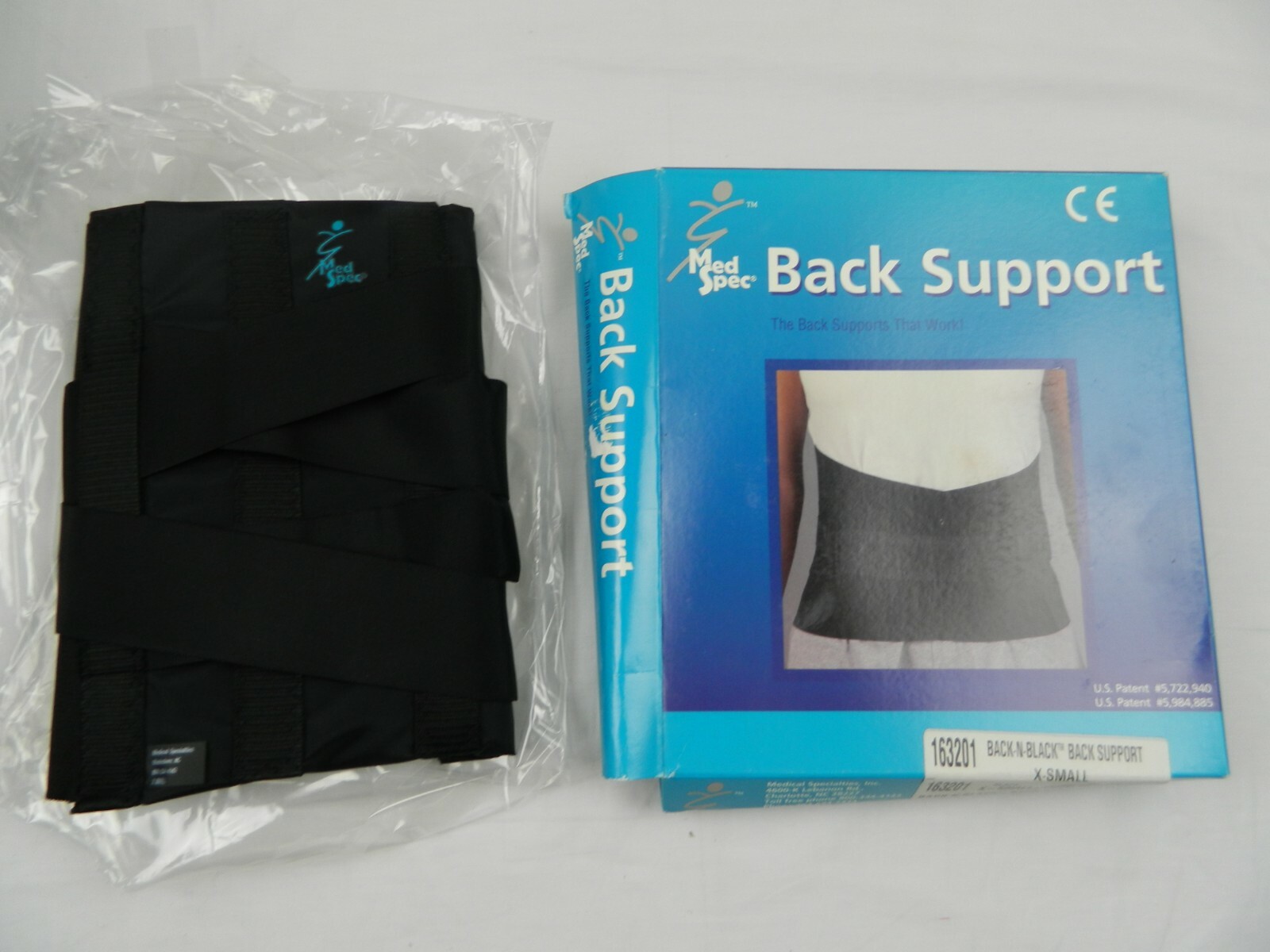 MED SPEC 163201 BACK-N-BLACK BACK SUPPORT X-SMALL XS