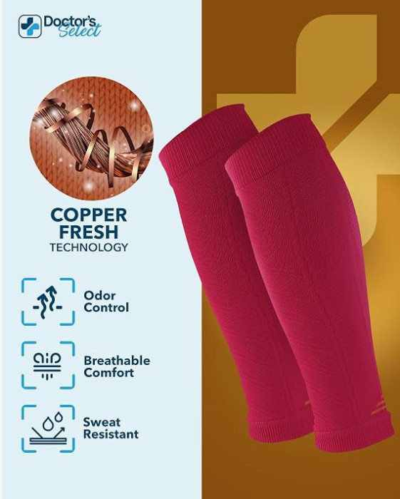 Doctor’s Select 2 Pairs Copper Calf Compression Sleeve – Leg Compression Slee…