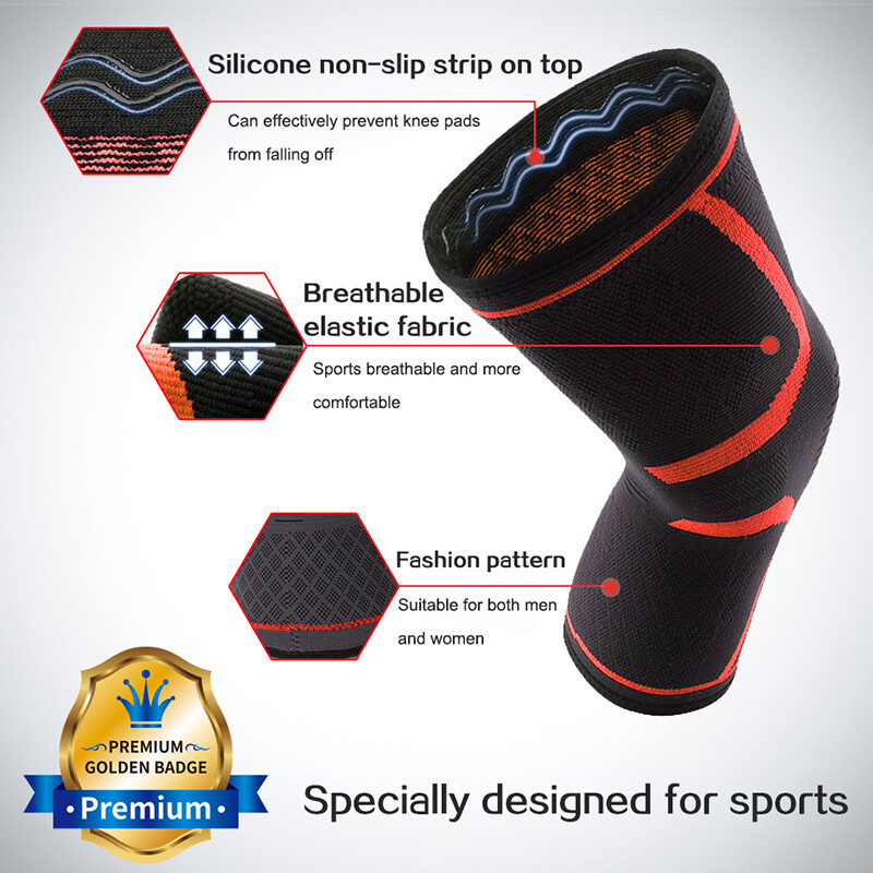 1/2Pcs Knee Brace Support Compression Sleeve Arthritis Joint Injury Pain Relief