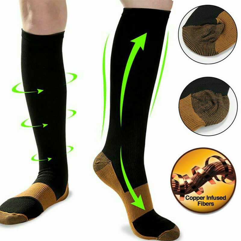 Copper Compression Socks Support Stockings 20-30 mmHg Men Women S-XXL (3-6 Pair)