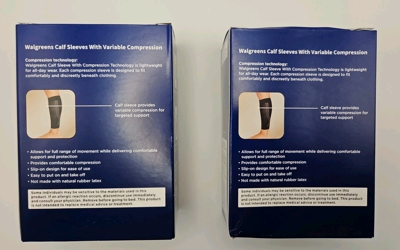 Walgreens Calf Sleeves Variable Compression S/M Moderat Support L/R LOT OF 2 NEW