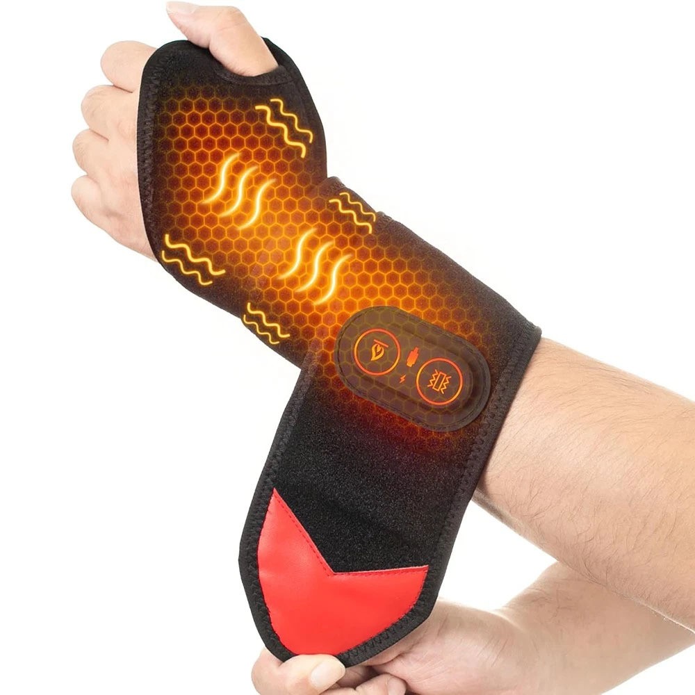 Electric infrared Heated Vibration Wrist Massager Hand Brace Support Pain Relief