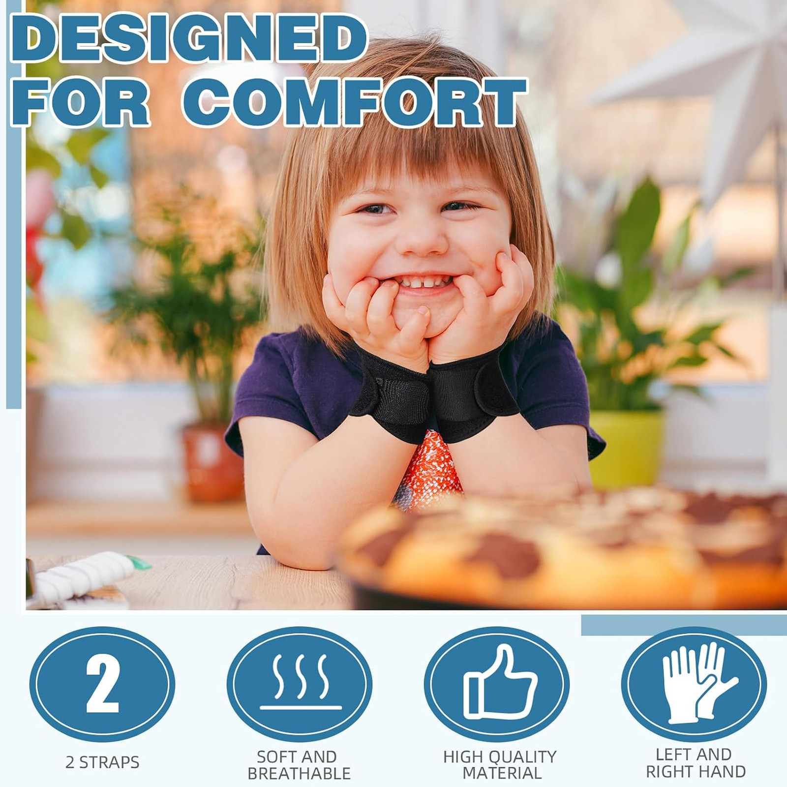Kids Wrist Brace Support Black Nylon Night Compression Straps for Children