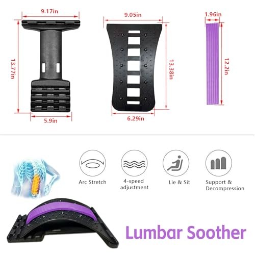 Back Stretcher – 4-Level Adjustable Lumbar Support Board & Back Cracker Purple
