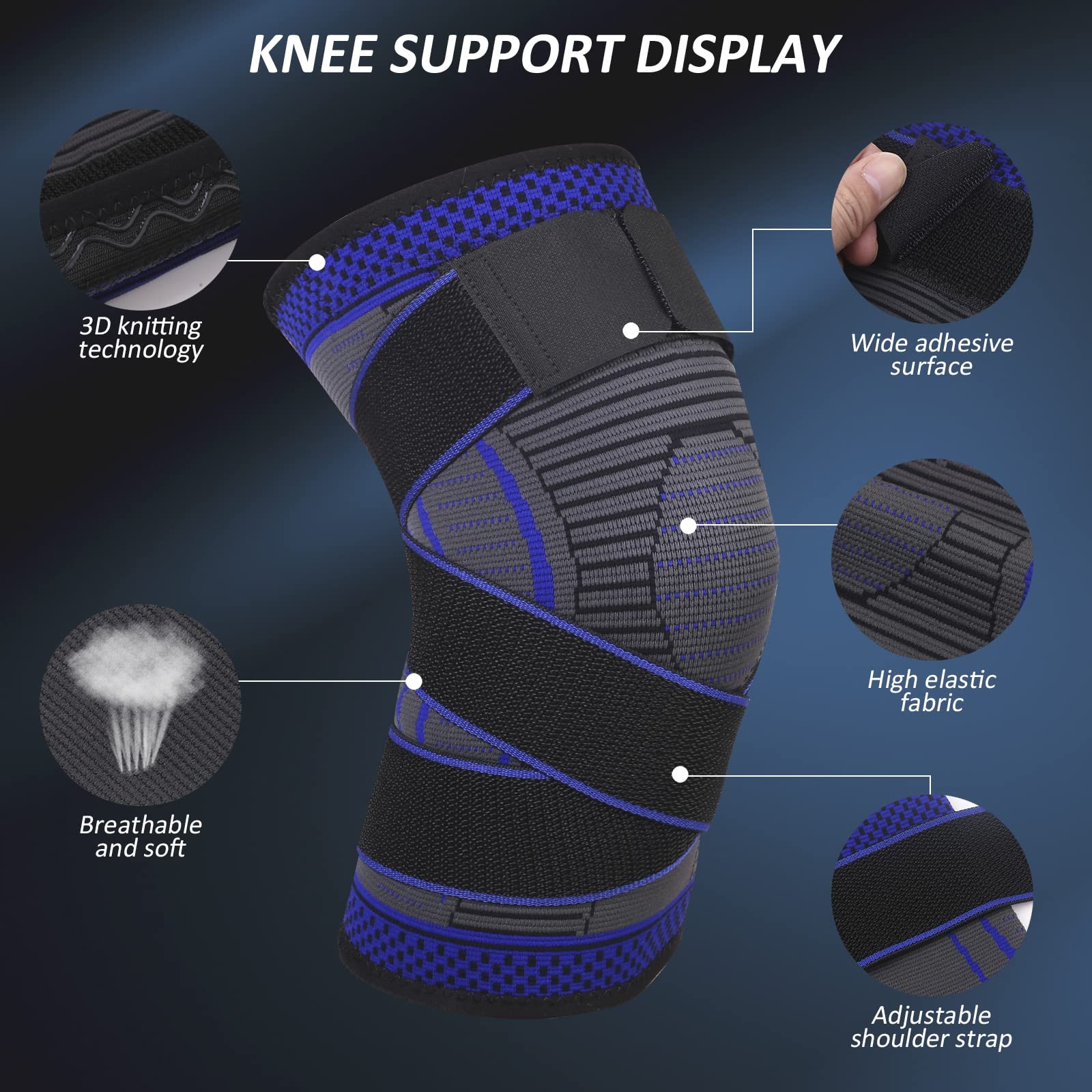 Ruilala Knee Support Adjustable Knee Brace 1 Pack Anti Slip Compression Knee …