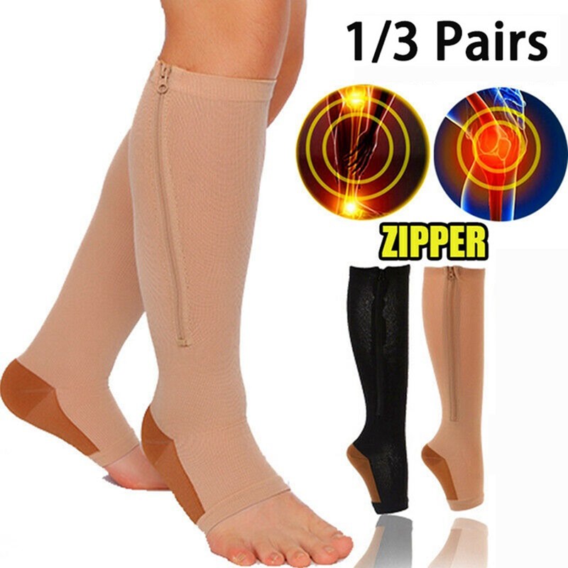 Open Toe Compression Socks 20-30mmHg Calf Leg Ankle Support Stocking