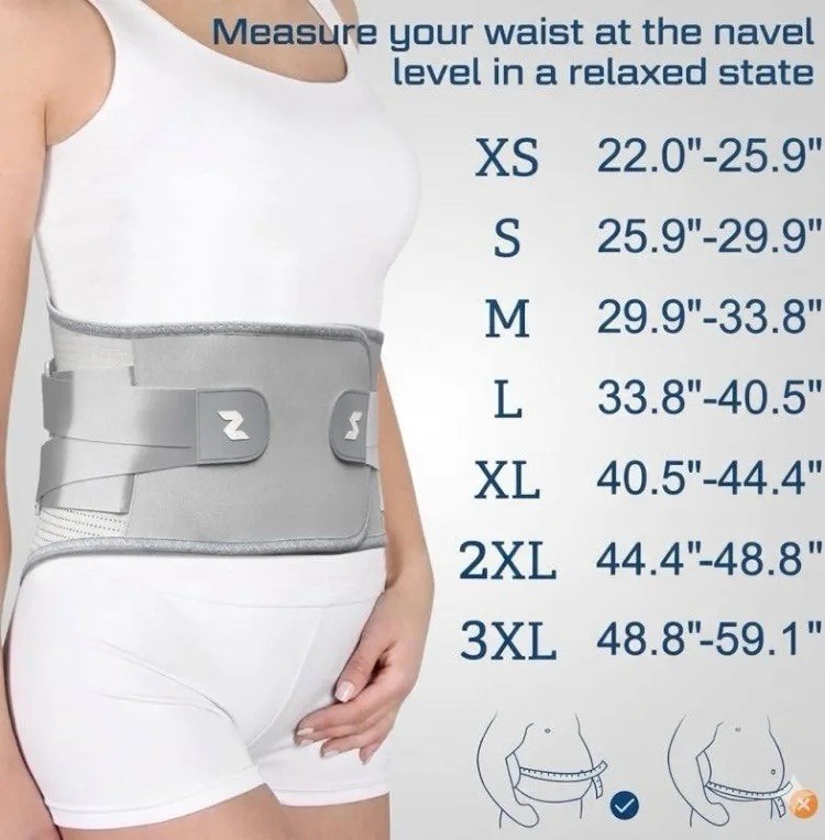 NEENCA Back Brace Pain Relief Bionic Support System UNISEX Gray Size 2XL