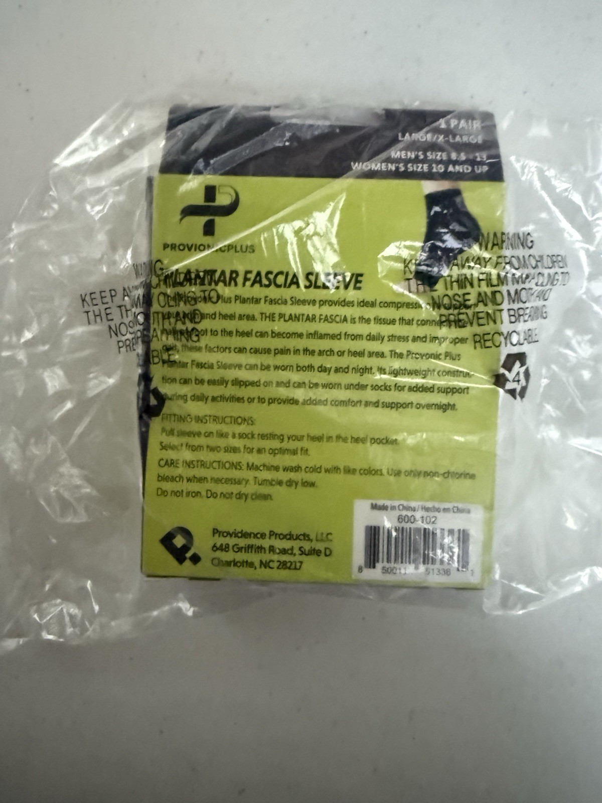 Provionicplus Plantar Fascia Sleeve Size Large/X-Large 1 Pair