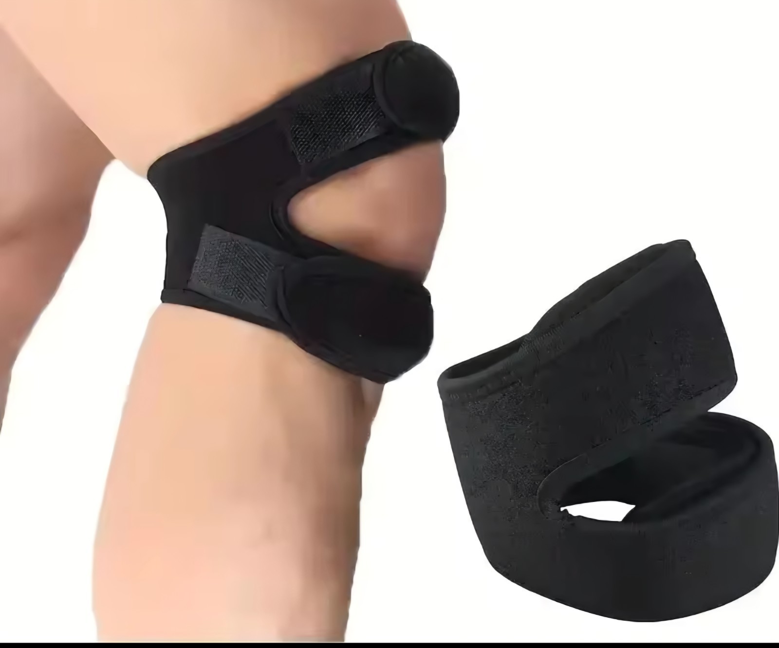 Sport Kneepad Double Brace Patellar Tendon Support Strap with Side Stabilizers