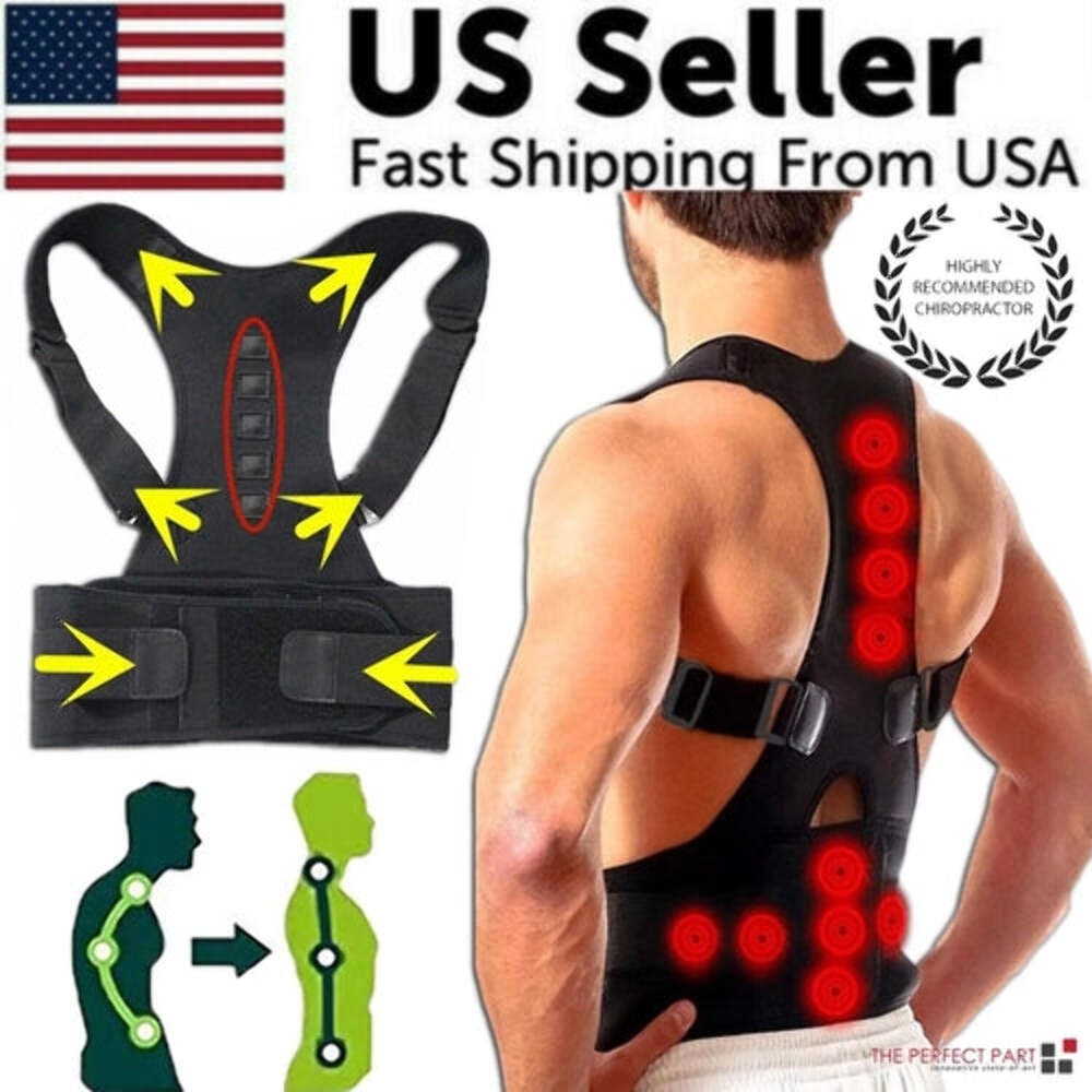 Posture Corrector Magnetic Back Brace Support Belt Men Women Pain Relief Adjust