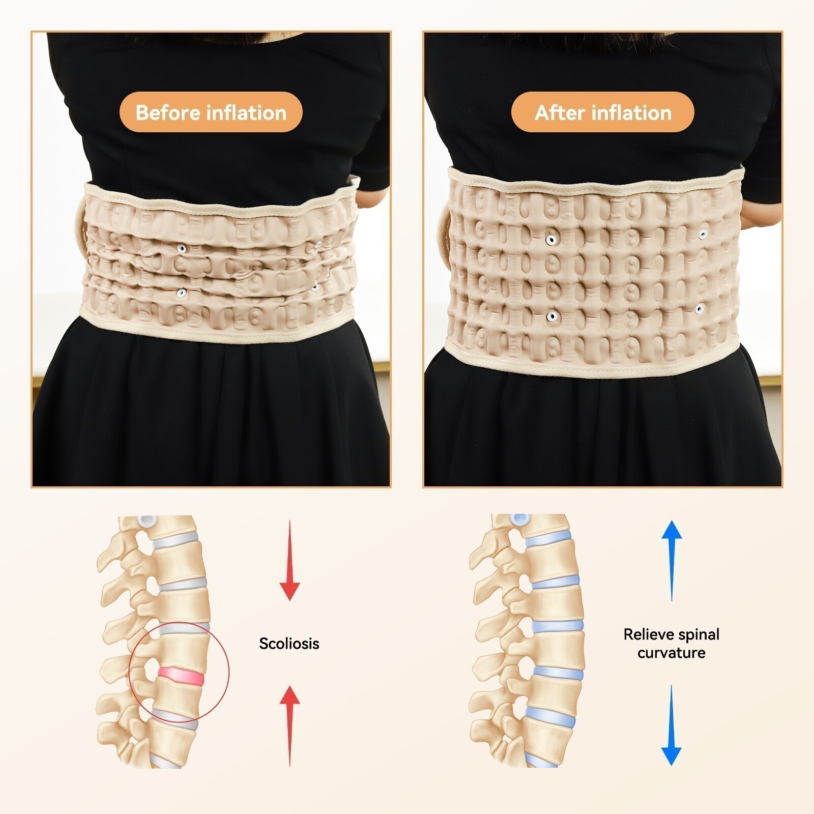 1PC Spine Decompression Back Belt Lumbar Support for Lower Back Pain Relief US