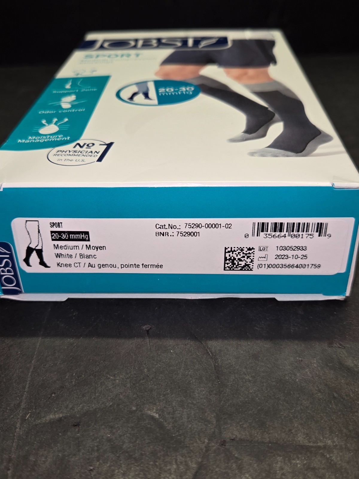JOBST® Sport Knee High 20-30 mmHg Closed Toe Compression Socks SZ Med Gray