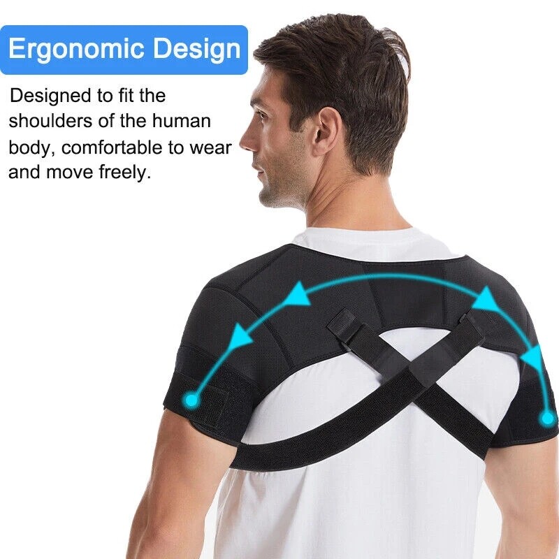 Double Shoulder Brace Torn Rotator Cuff Pain Relief Support Sleeve Adjustable UR
