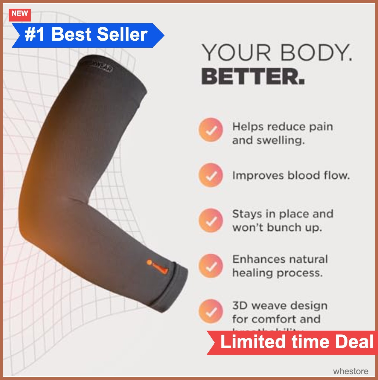 Arm Compression Sleeve Anti Inflammatory Pain Relief Muscle Recovery for Men