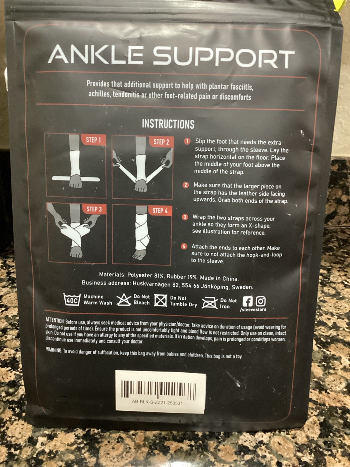 Ankle support Single Unisex Injury Prevention Pain Relief Sleeve Stars