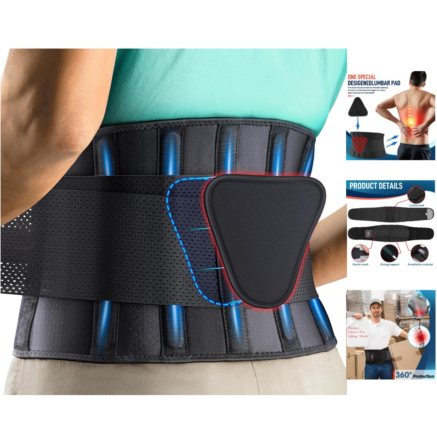 Adjustable Lumbar Support Back Brace for Herniated Discs & Sciatica (S/M)