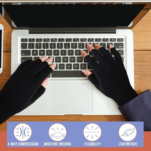 Arthritis Compression Gloves 6 Pairs Fingerless Cotton Spandex for Men Women