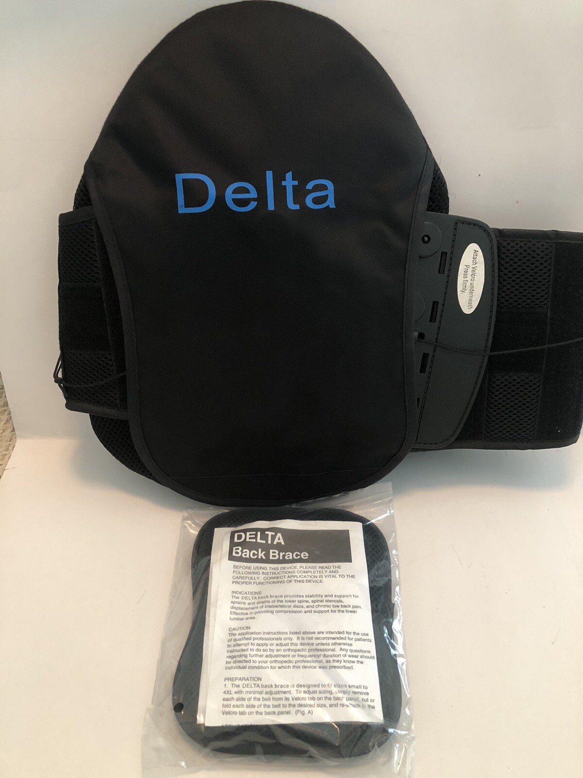 Comfortland Delta 637 Back Brace Adjustable Lumbar Support Portable 25”-56 Waist
