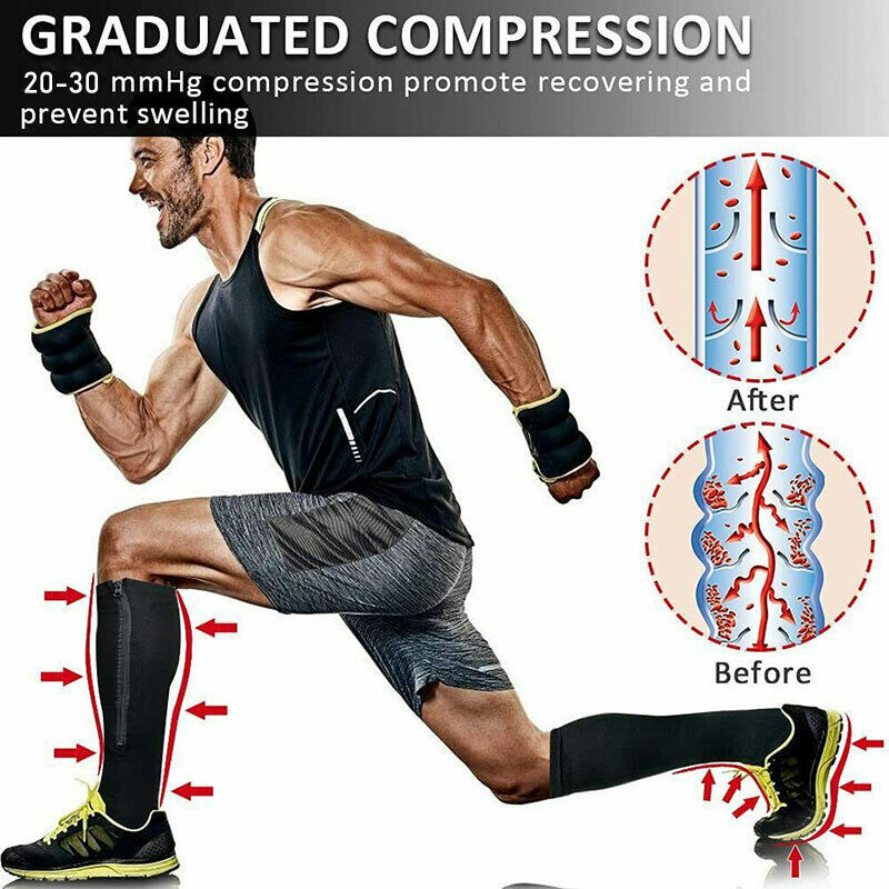 Compression Zip Up Socks Open-Toe Zipper Leg Support Unisex Socks Knee Stocking