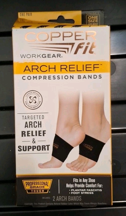Copper Fit Arch Relief Compression Bands, Professional Grade Plantar Fascitis