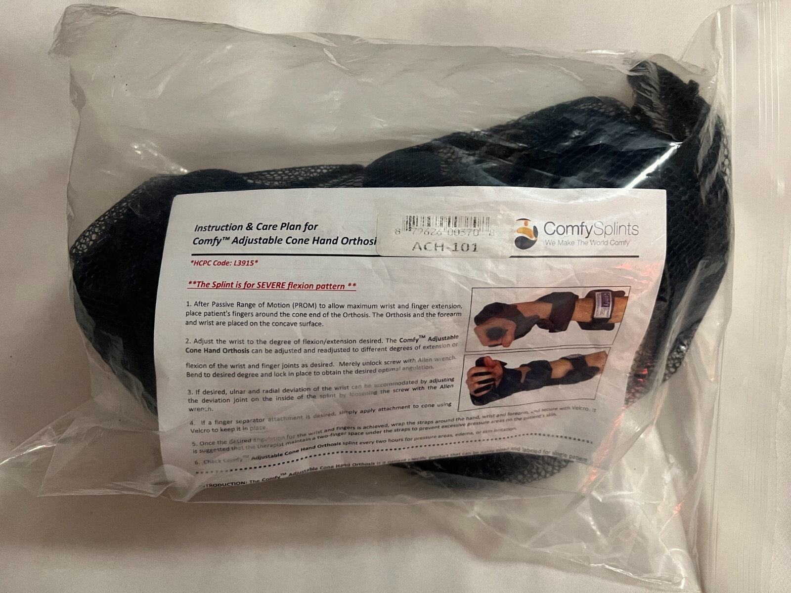 ACH-101 Comfy Splint Adjustable Cone Hand Splint Brace Orthosis – New