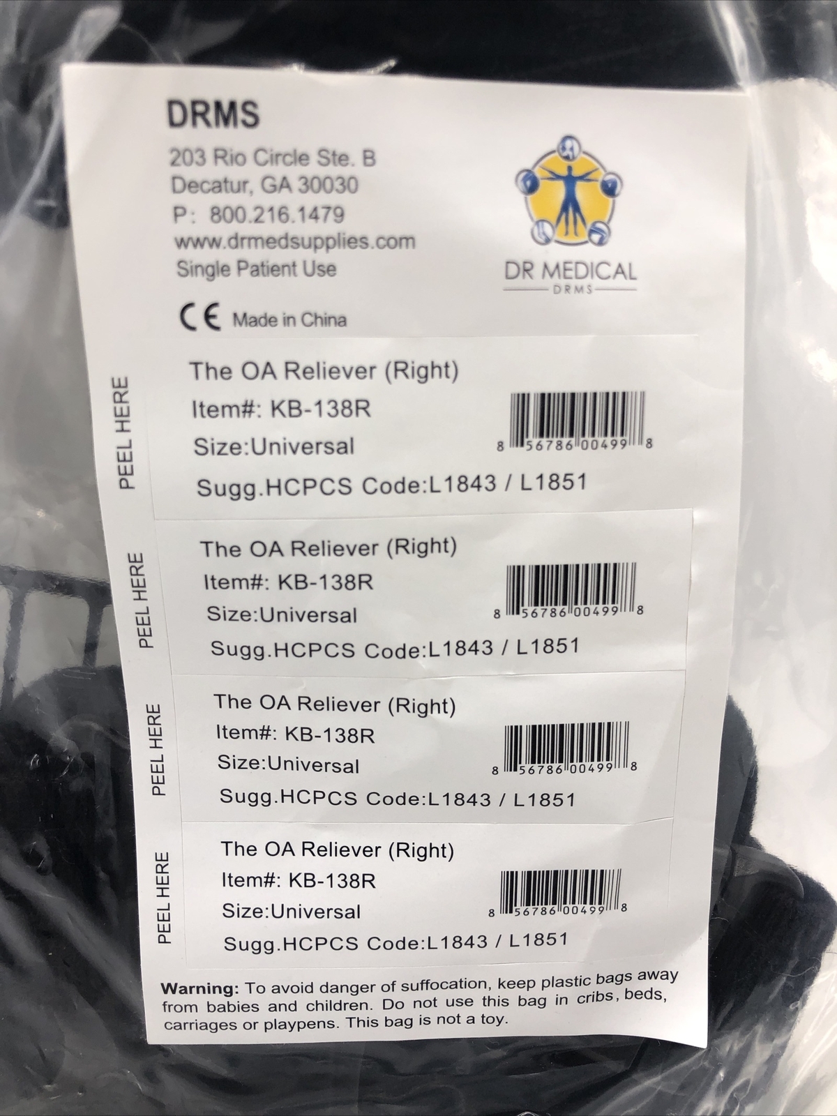 Dr Medical DRMS KB-138R OA Reliever (Right Side) & KB-139 Suspension Sleeve